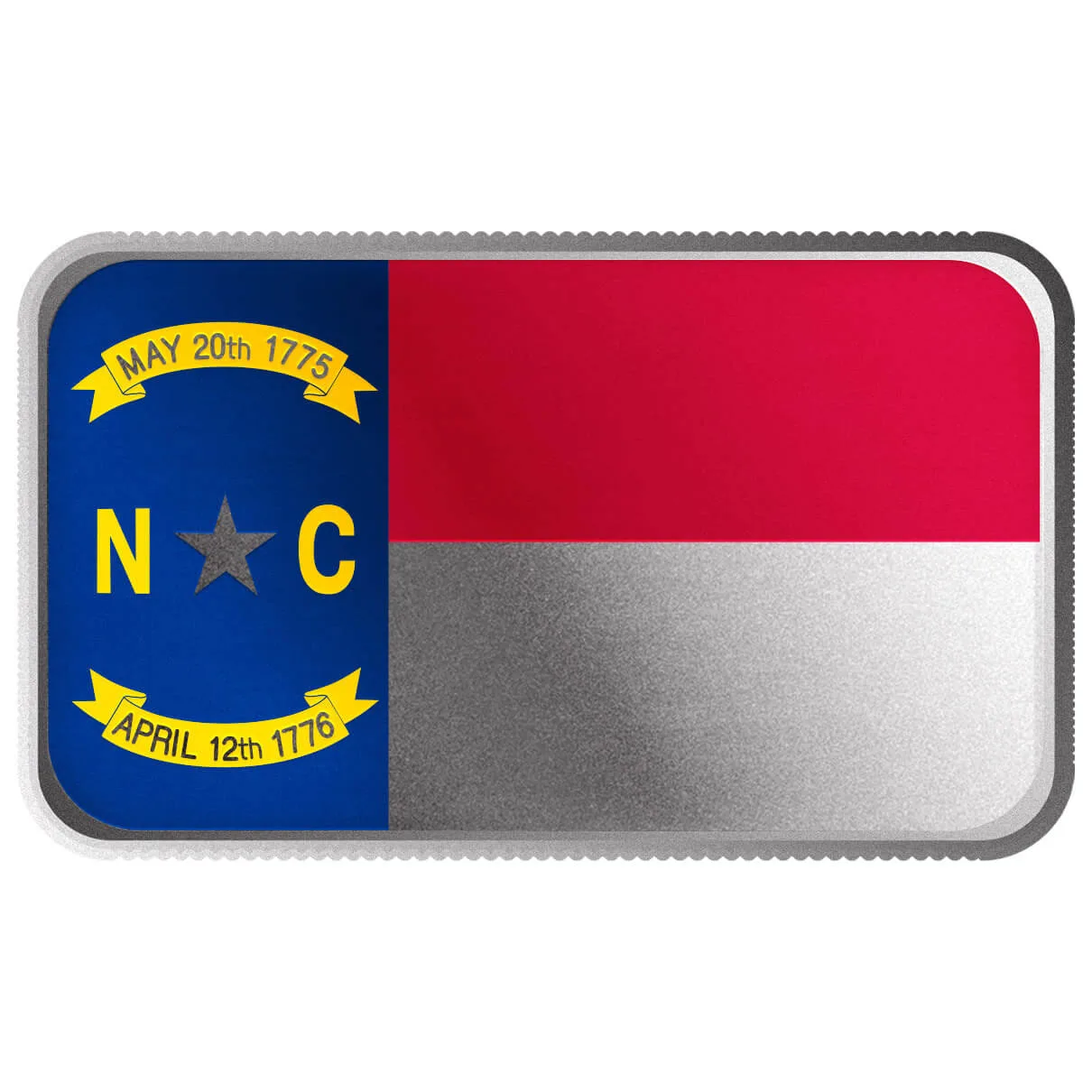 1トロイオンス純銀バー　「アメリカ自由の旗」 Shop North Carolina State Flag 1 Troy Ounce 999 Fine Silver Color Bar.