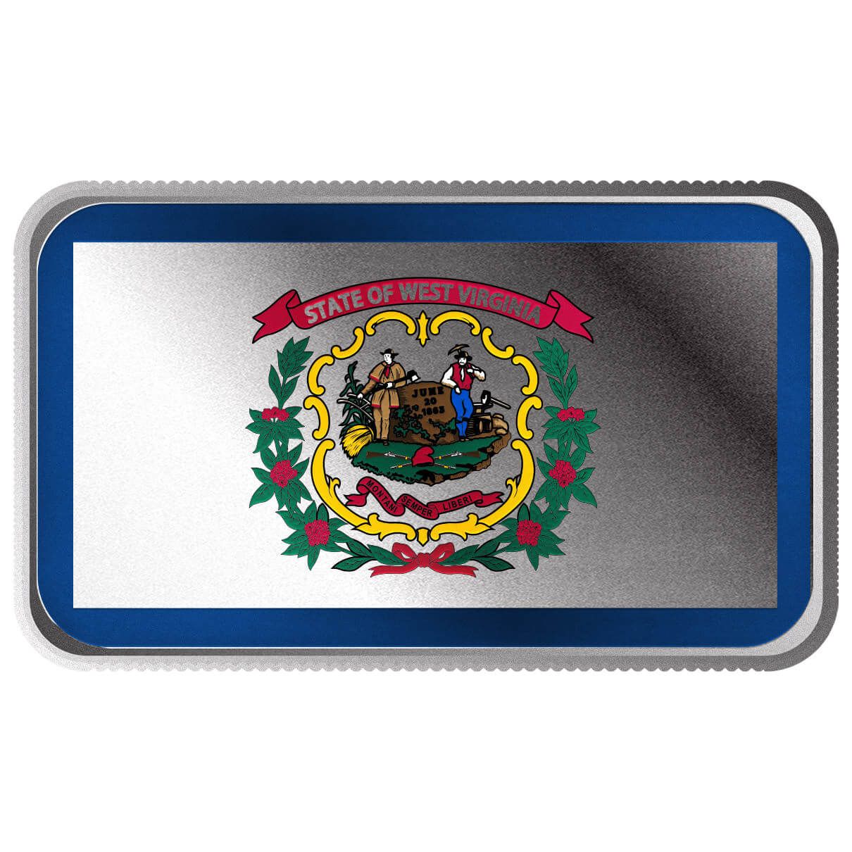 West Virginia State Flag 1 oz Silver Color Bar
