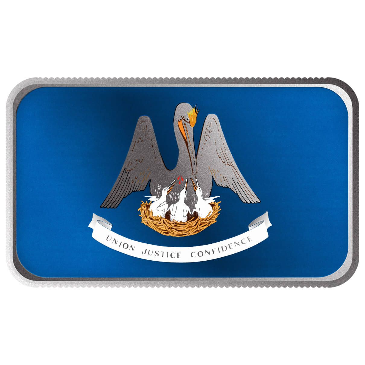 Louisiana State Flag 1 oz Silver Color Bar