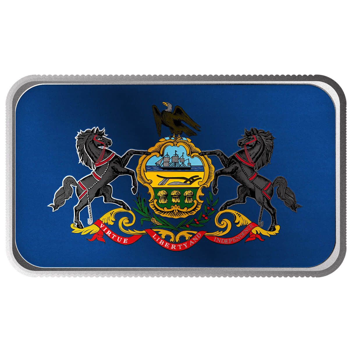 Shop Pennsylvania State Flag 1 Troy Ounce 999 Fine Silver Color Bar.