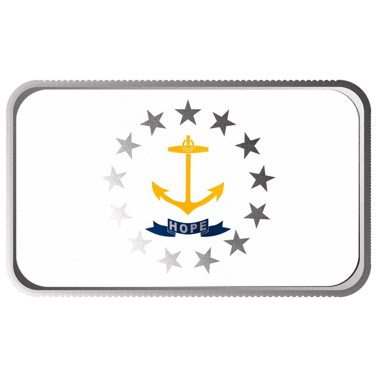 Rhode Island State Flag 1 oz Silver Color Bar
