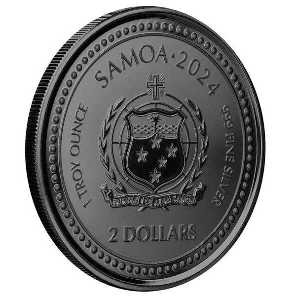 2024 Scottsdale Mint Samoa The Jesus Collection Genesis Jesus As Creator 1 Troy Ounce 999 Fine Silver With Black Rhodium Plating Legal Tender Coin 06