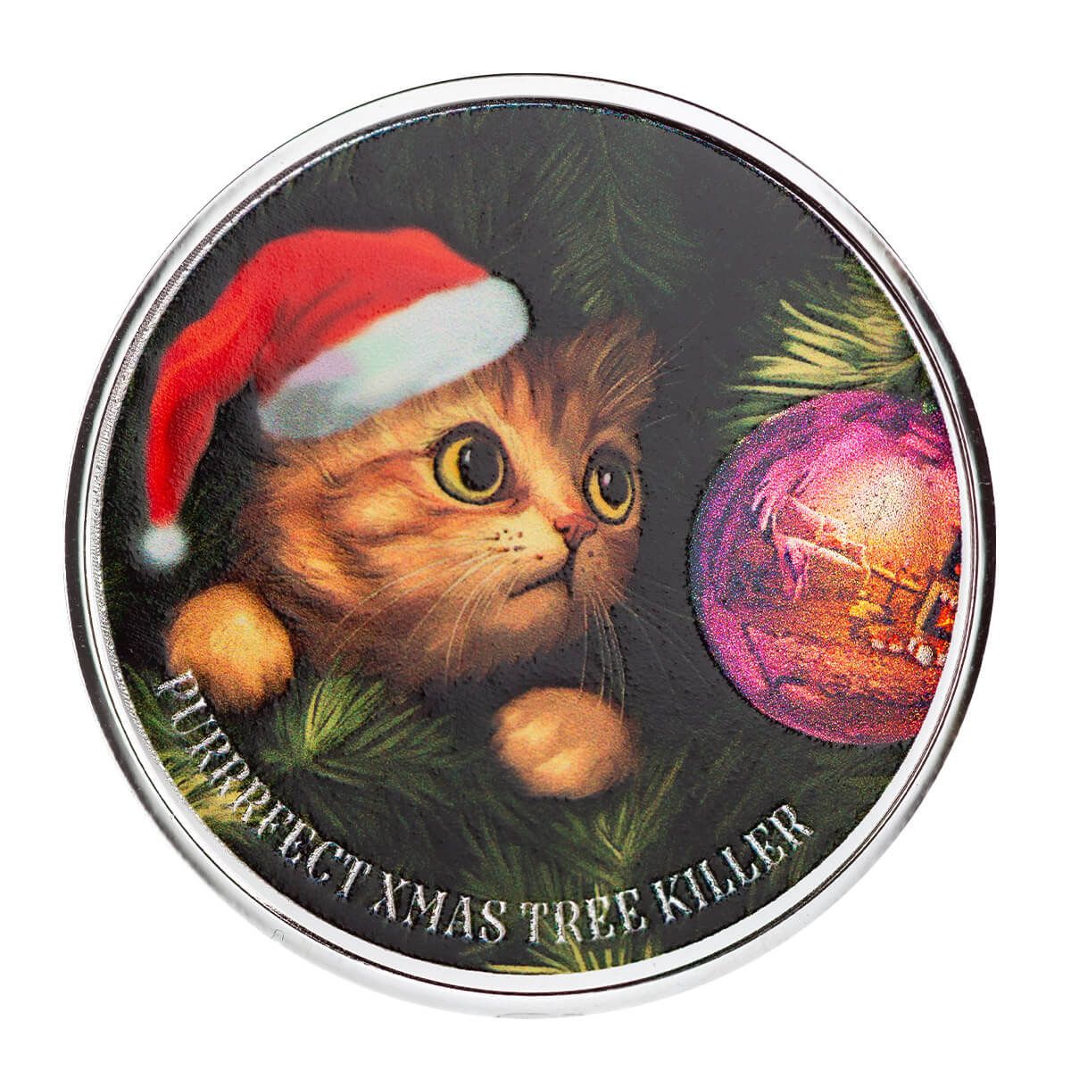 Purrfect Xmas Tree Killer 1 oz Silver Color Round