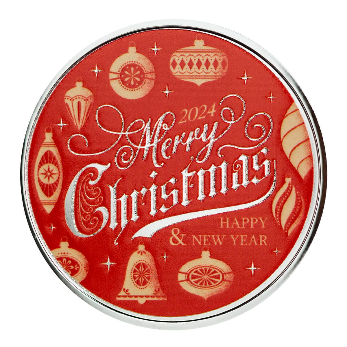 Merry Christmas & Happy New Year 1 oz Silver Color Round