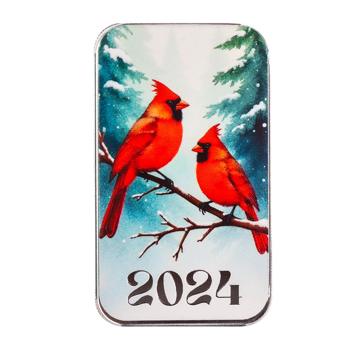 Winter Cardinals 1 oz Silver Color Bar