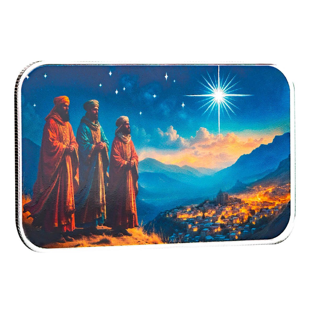 The Three Wise Men's Journey to Bethlehem 1 oz Silver Color Bar