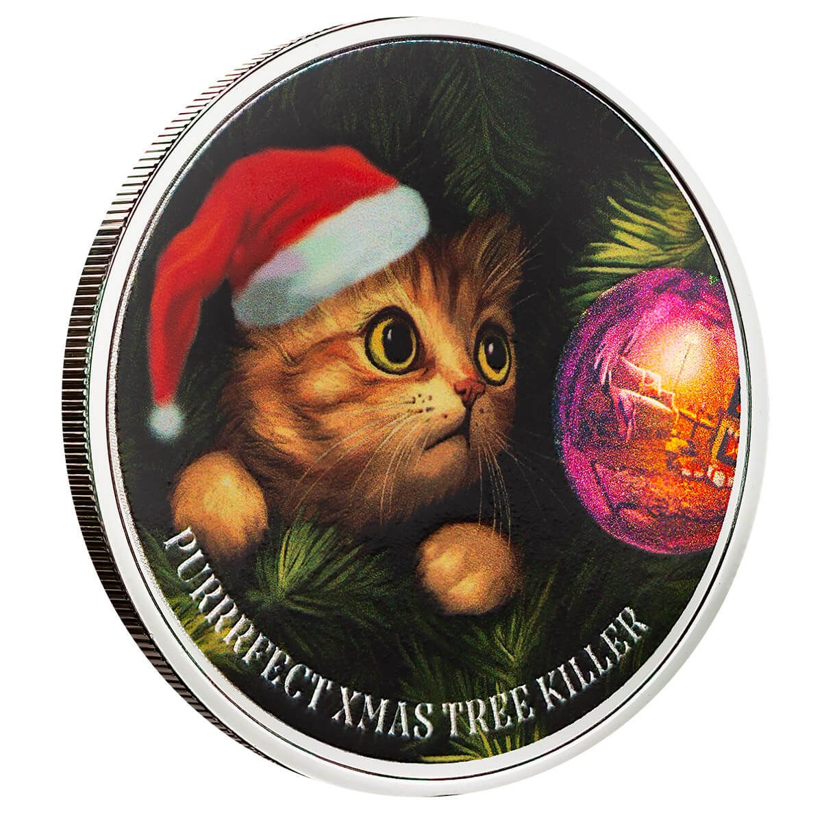 Purrfect Xmas Tree Killer 1 oz Silver Color Round