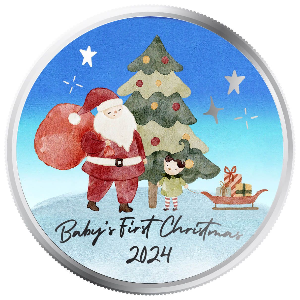 Baby’s First Christmas 1 oz Silver Color Round