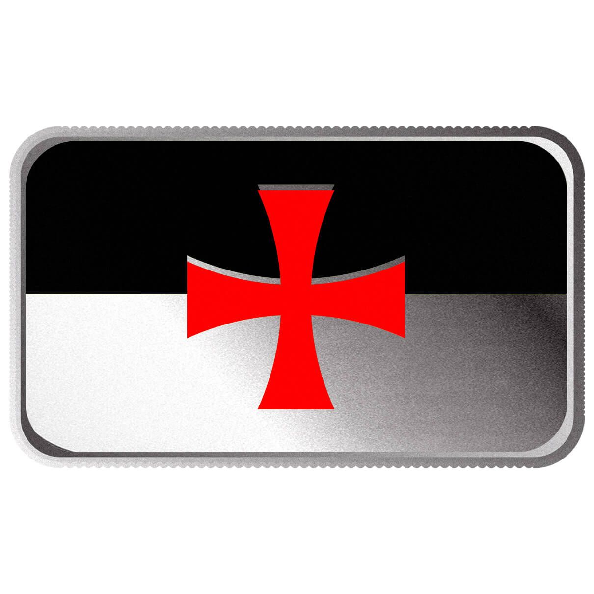 Knights Templar Historic Flag 1 oz Silver Color Bar