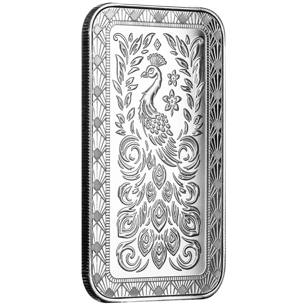 Scottsdale Marquee Peacock 1 Troy Ounce .9999 Fine Silver Bar