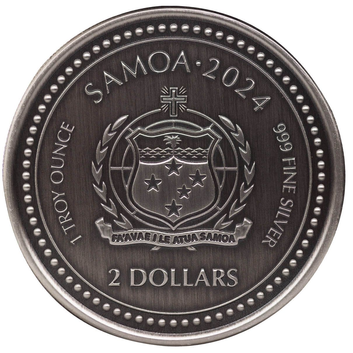 2024 Samoa Seahorse 1 oz Silver Antique Coin