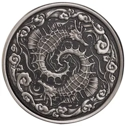 Scottsdale Mint Antiqued Seahorse One Troy Ounce 999 Fine Silver Serialized Round 3