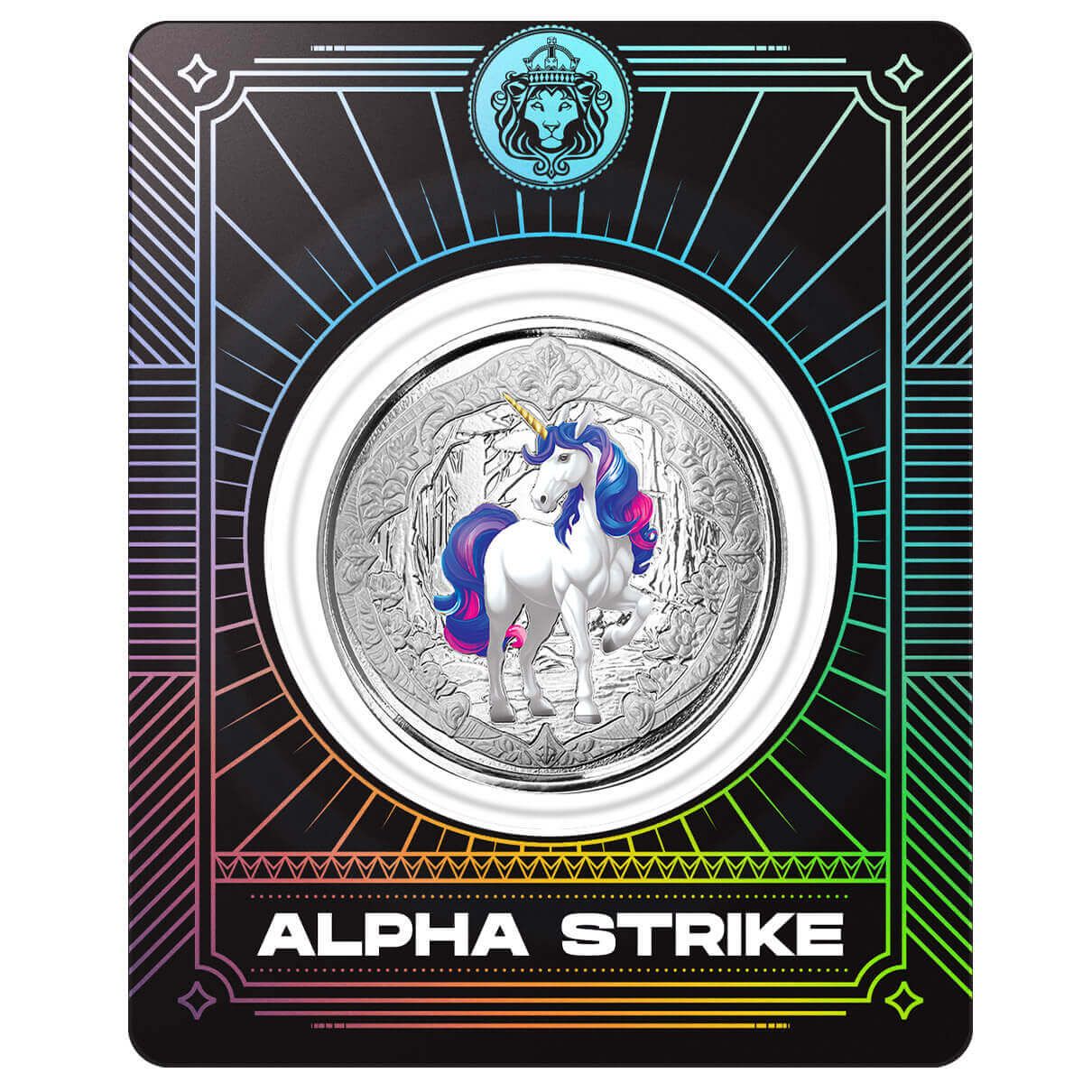 2024 Fiji Unicorn “Azurea” 1 oz Silver Pink & Blue Color Coin Alpha Strike