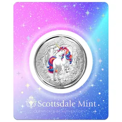 2024 Scottsdale Mint Fiji Unicorn In The Forest 1 Troy Ounce 999 Fine Silver Color Proof Rainbow 05