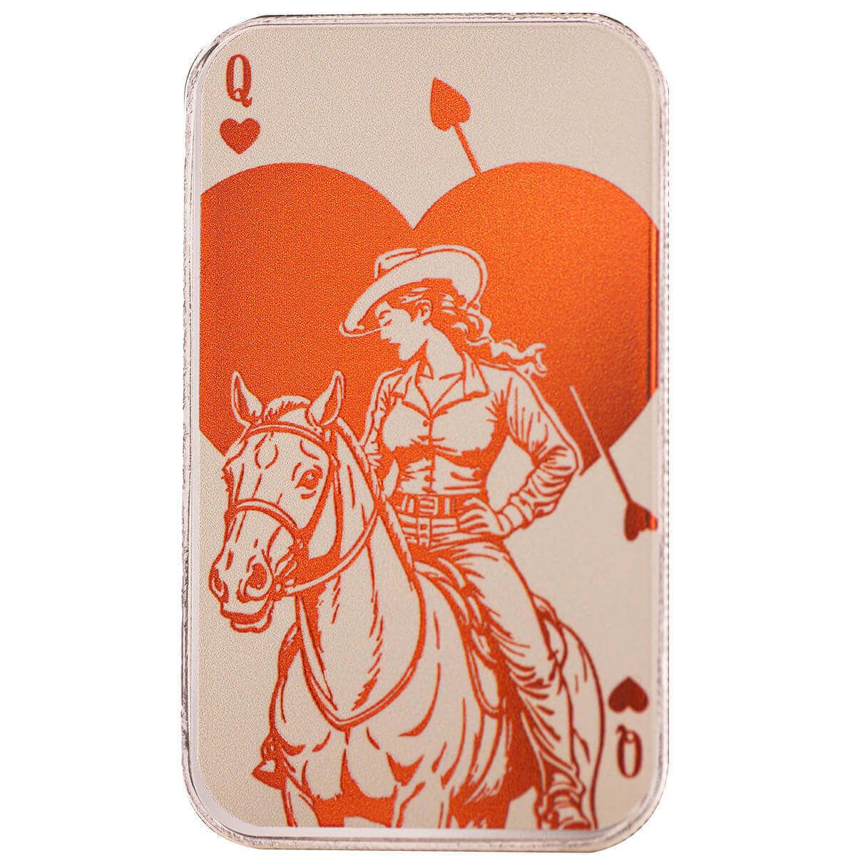Queen of Hearts 1 oz Silver Color Bar