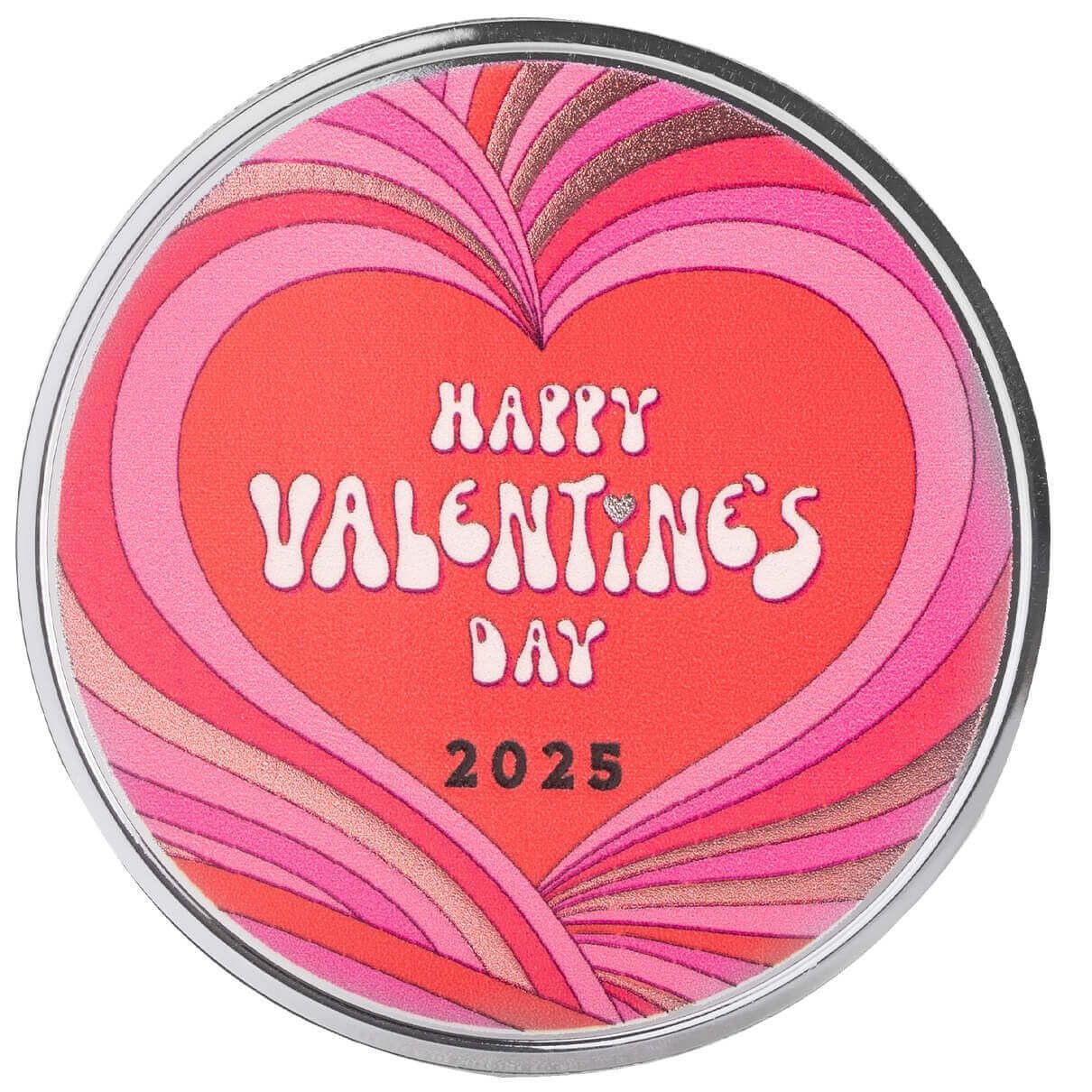 Happy Valentine's Day 2025 1 oz Silver Color Round