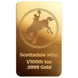 Cowboy Scottsdale Mint 100th Troy Ounce 9999 Fine Gold Bar 08