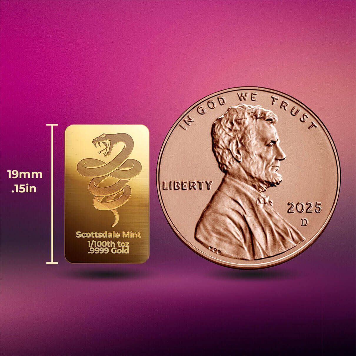 Scottsdale 2025 Lunar Year of the Snake 1/100th oz Gold Bar