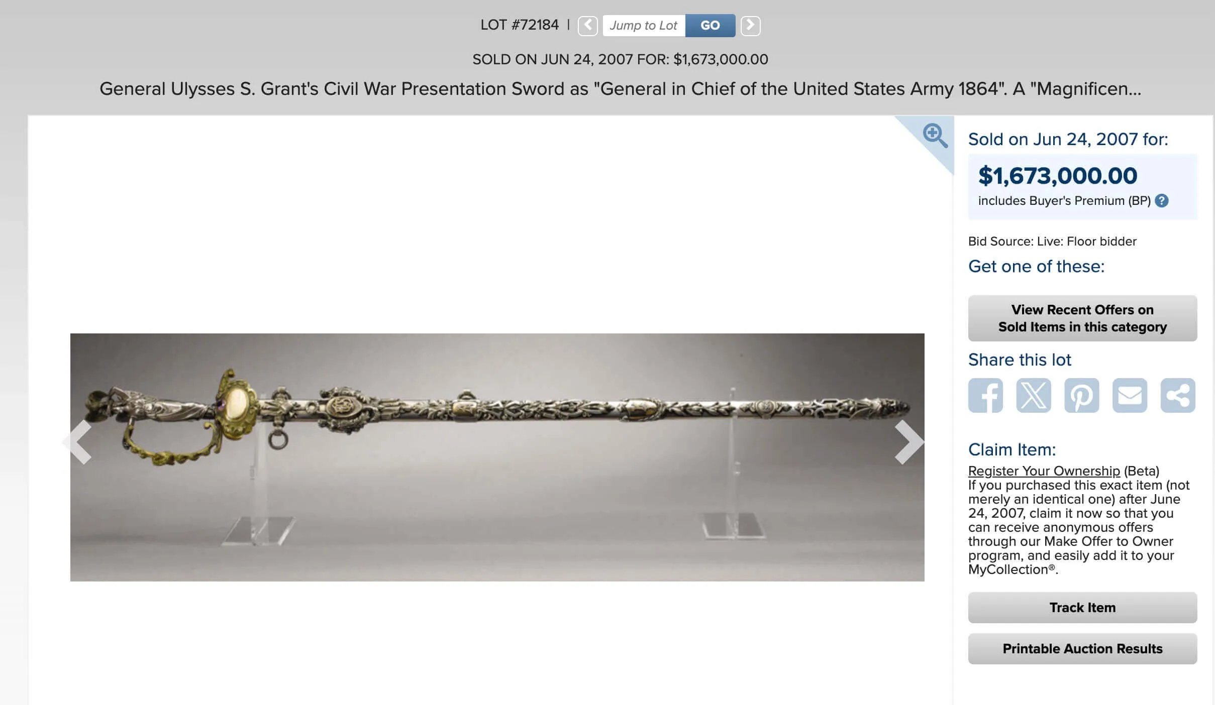 General Grant Civil War Gold Silver Presentation Sword 1864 11