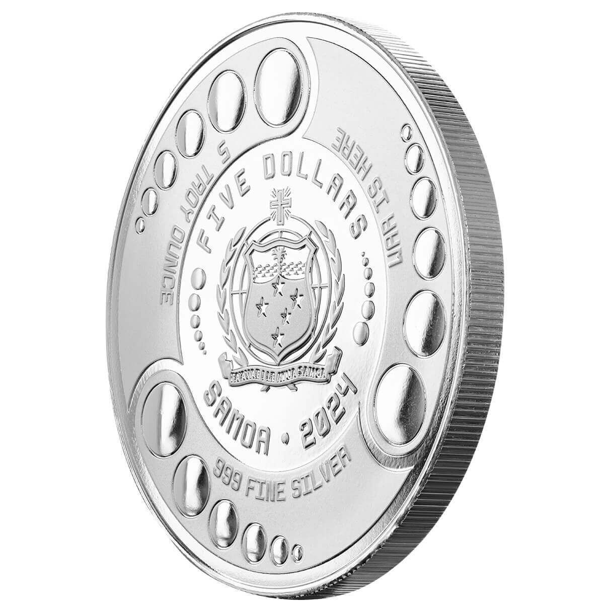 2024 Samoa Alien 5 Oz Silver Coin – .999 Fine, Proof-Like, Scottsdale Mint