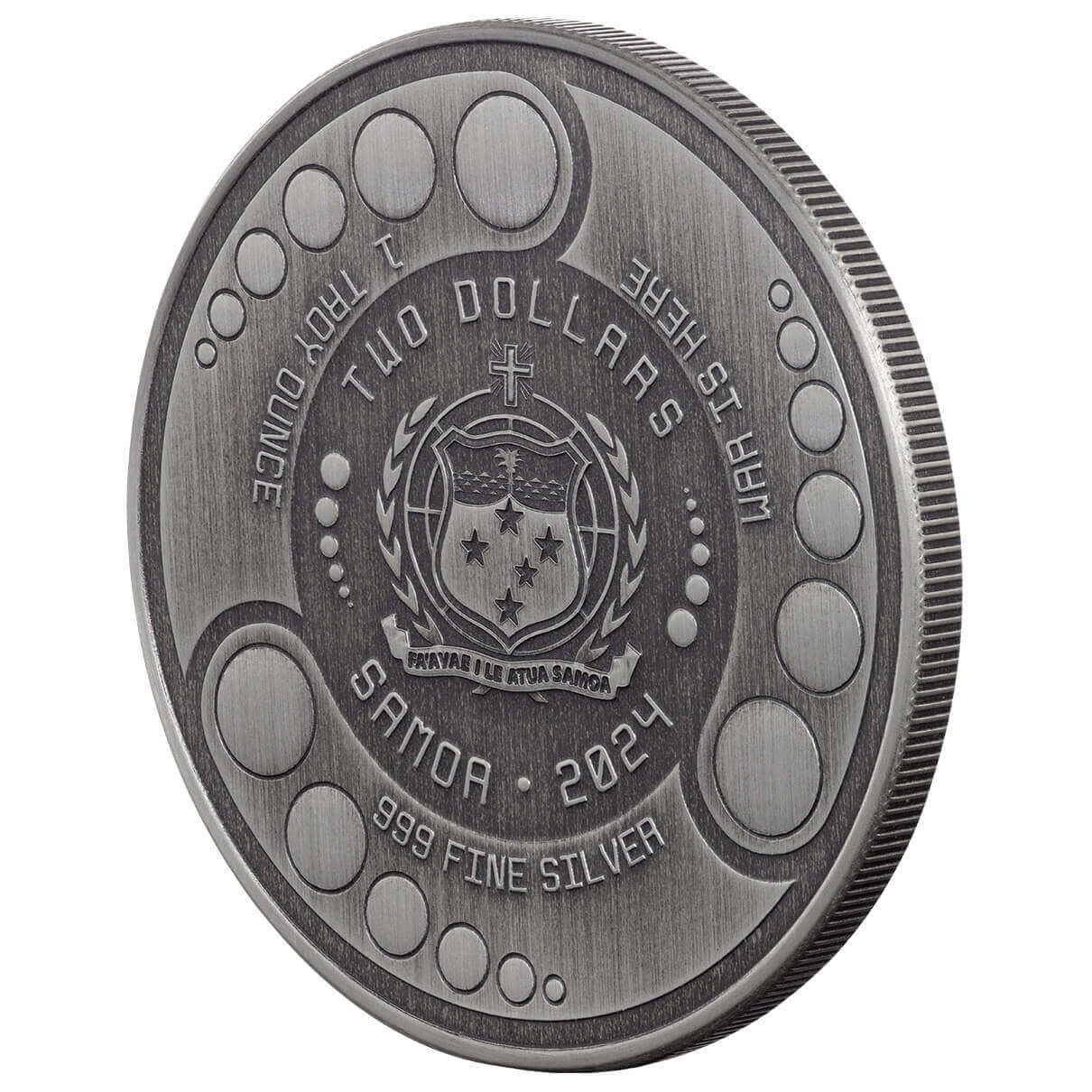 2024 Samoa Alien Battle 1 oz Antique Silver Coin – Limited Edition