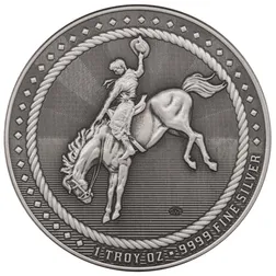 2025 Scottsdale Mint Cowboy 1 Troy Ounce 9999 Fine Silver Antique Round 01
