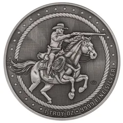 2025 Scottsdale Mint Cowboy Rifleman 1 Troy Ounce 9999 Fine Silver Antique Round 01