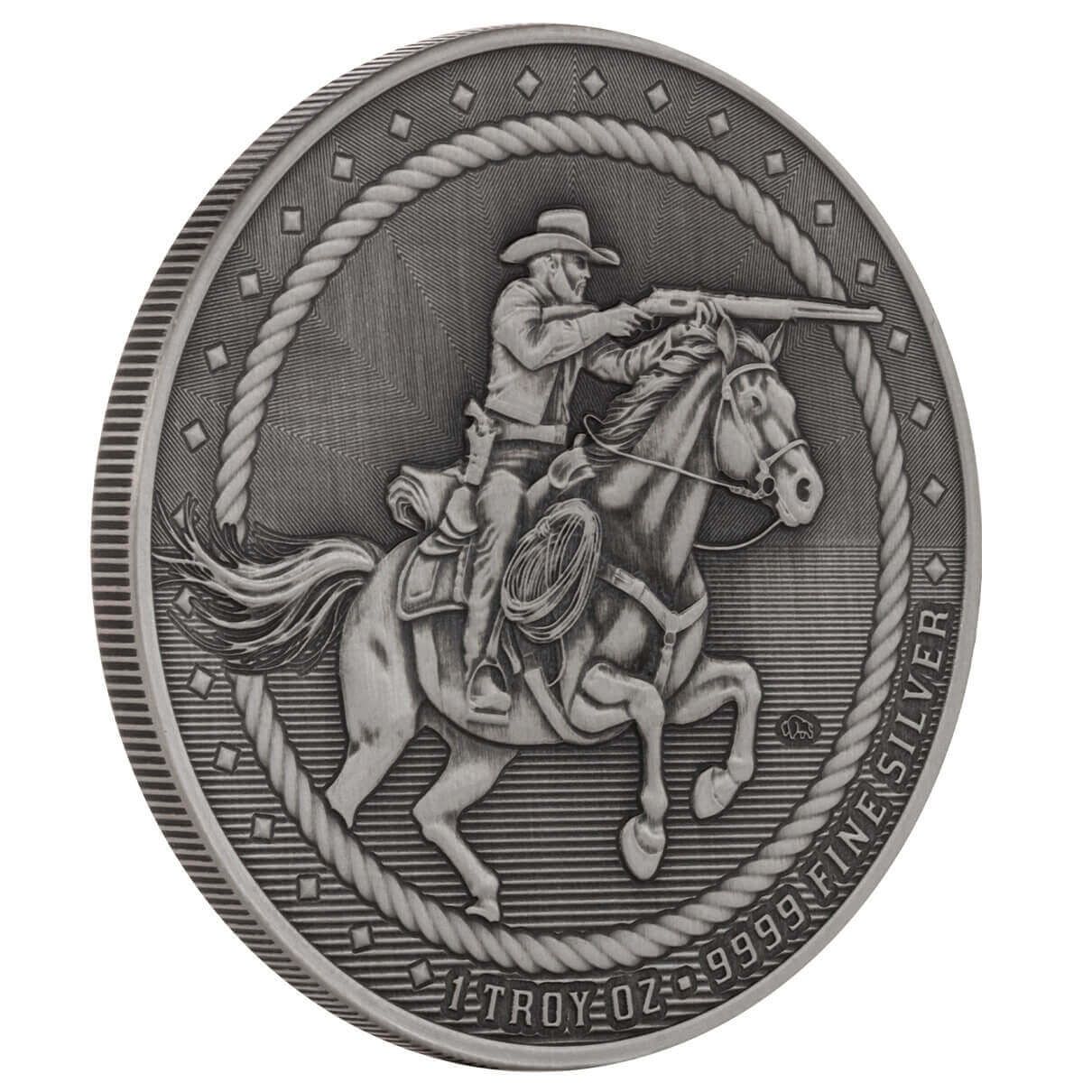 Scottsdale Cowboy with Buffalo Privy 1 oz Silver Antique Round