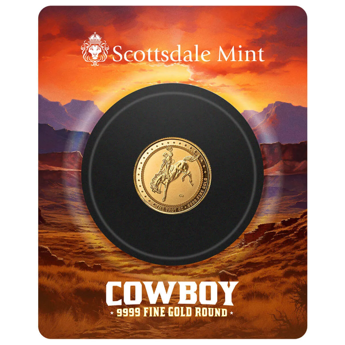 2024 Scottsdale Cowboy with Buffalo Privy Tenth oz 9999 Gold Round
