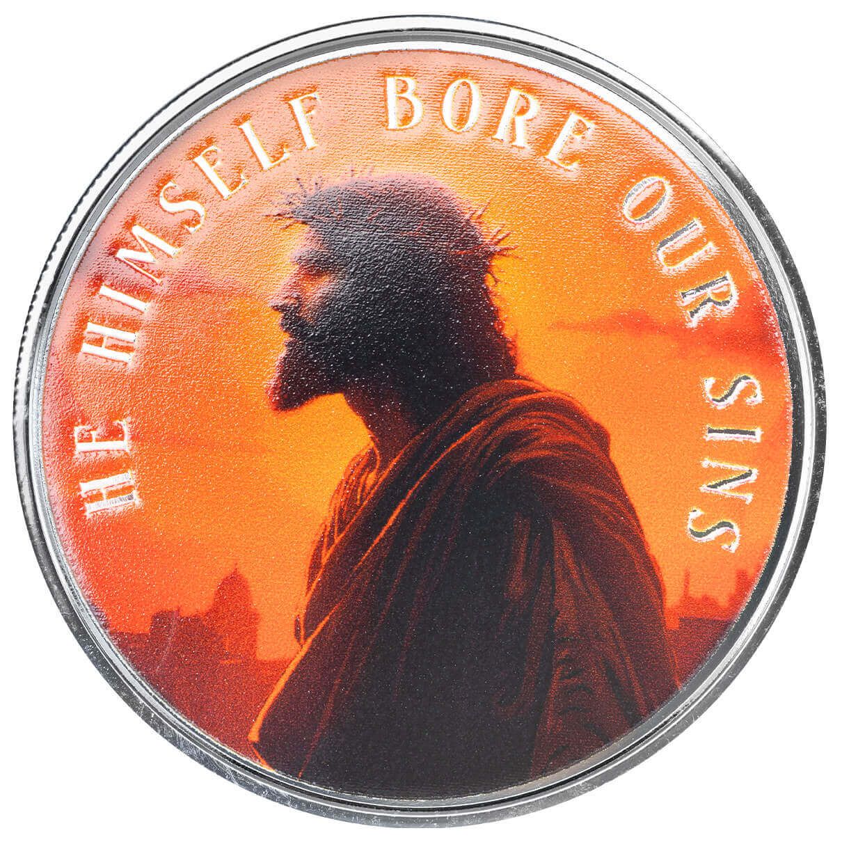 He Himself Bore Our Sins 1 oz Silver Colorized Round