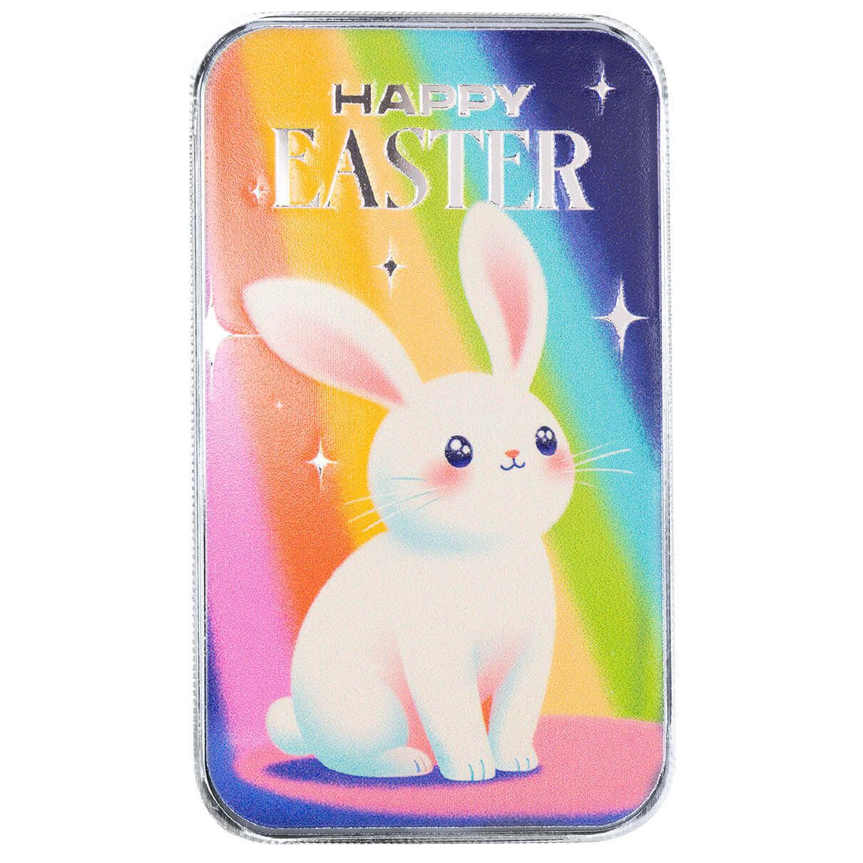 Easter | Happy Easter Bunny 1 oz 999 Fine Silver Color Bar