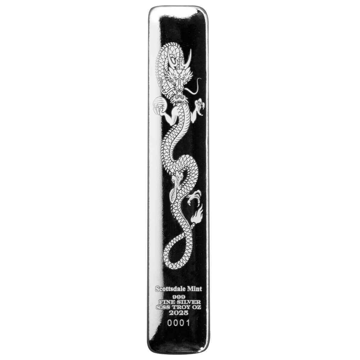 2025 Scottsdale Mint 8.88 oz 999 Fine Silver Lucky Dragon Bar