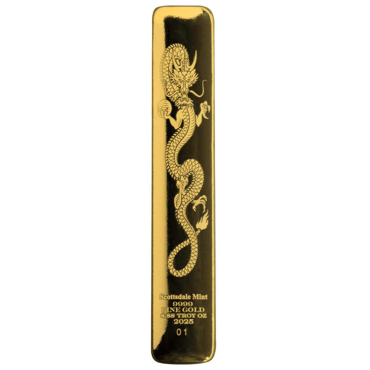 2025 Scottsdale Mint 8.88 oz 9999 Fine Gold Lucky Dragon Bar