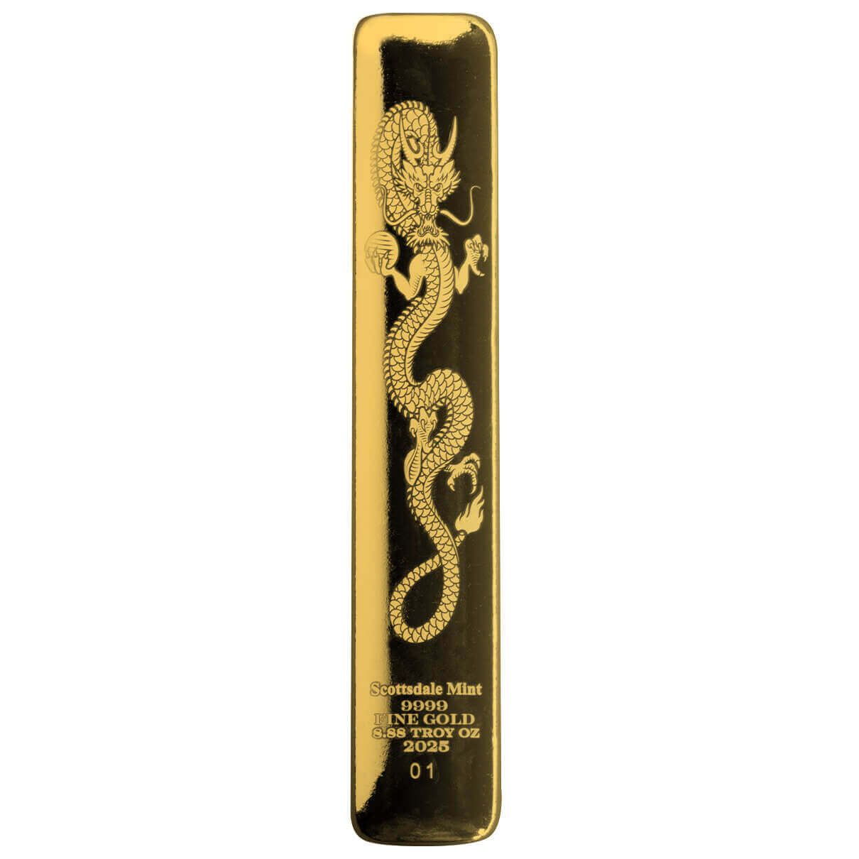 2025 Scottsdale Mint 8.88 oz 9999 Fine Gold Lucky Dragon Bar