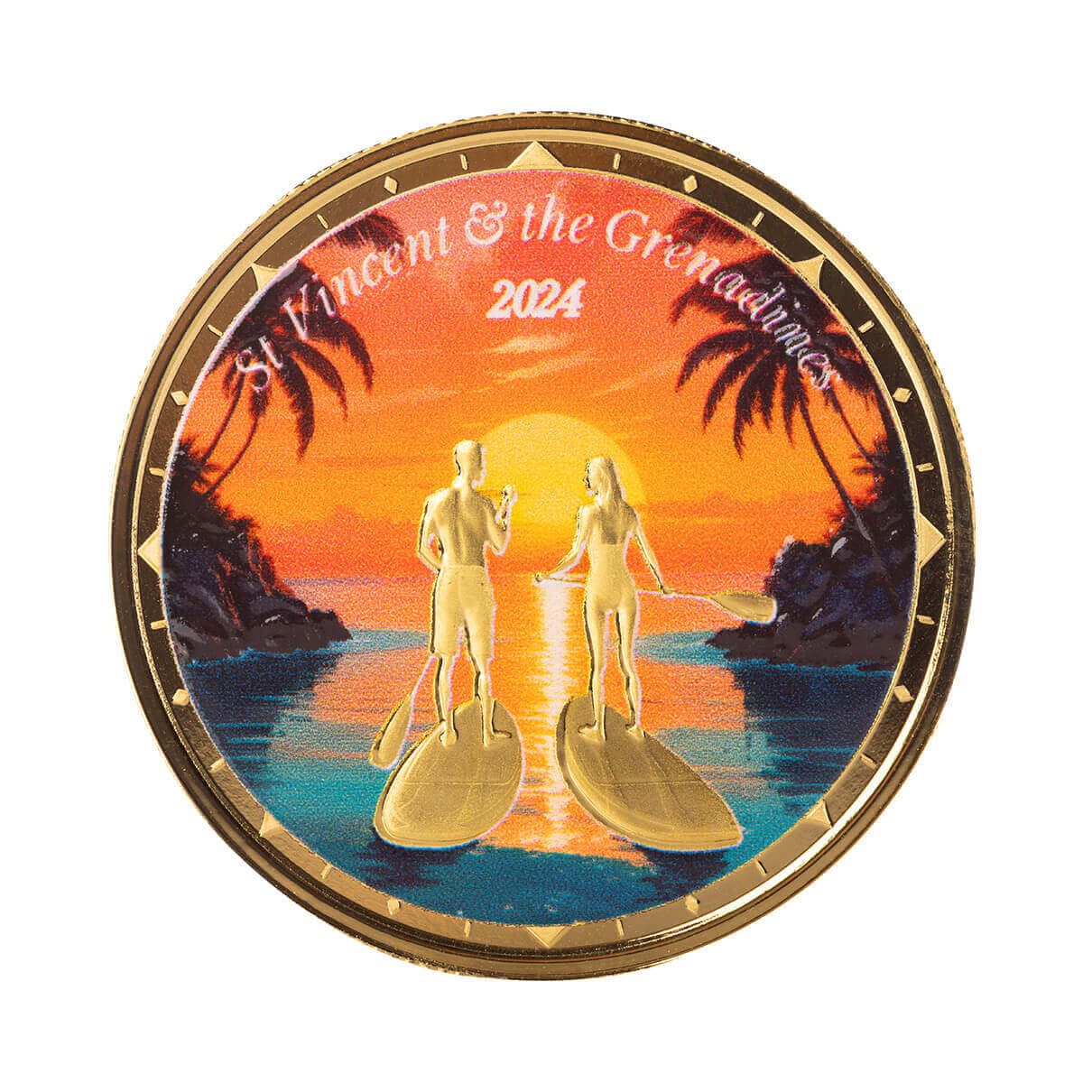 2024 EC8 St. Vincent &amp;amp; the Grenadines | Paddleboard Couple 1 oz 9999 Fine Gold Color Coin