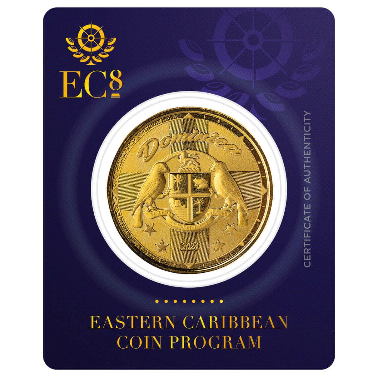 ✨超希少✨マークアンドロナ ワンピース ベルト 総柄 ゴールド プレート 2024 EC8 Dominica | Coat of Arms 1 oz 9999 Fine Gold Coin
