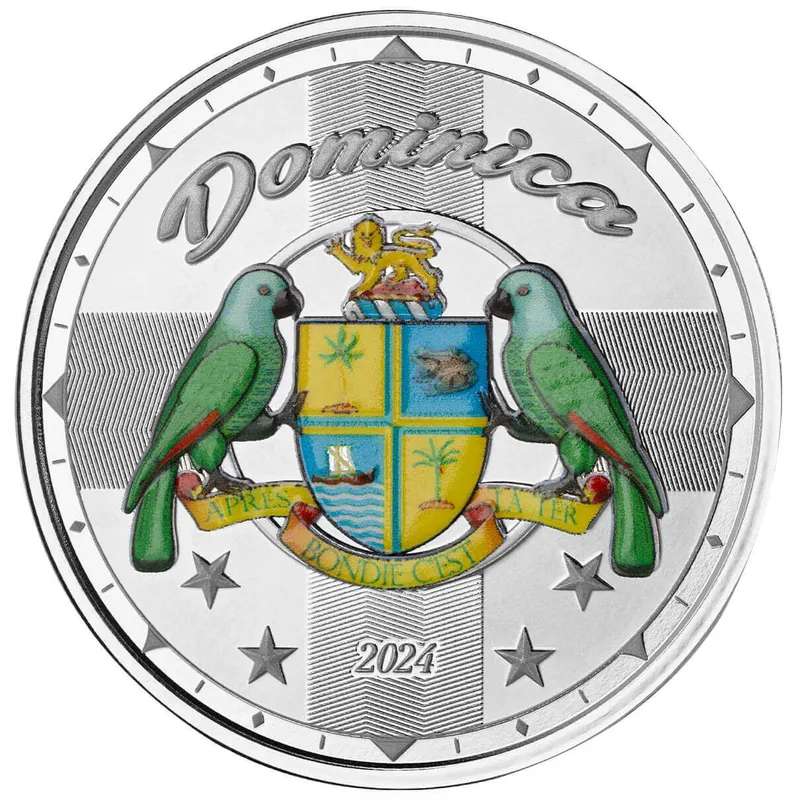 2024 Ec8 Scottsdale Mint Dominica 1 Troy Ounce 999 Fine Silver Proof Color Coin 01