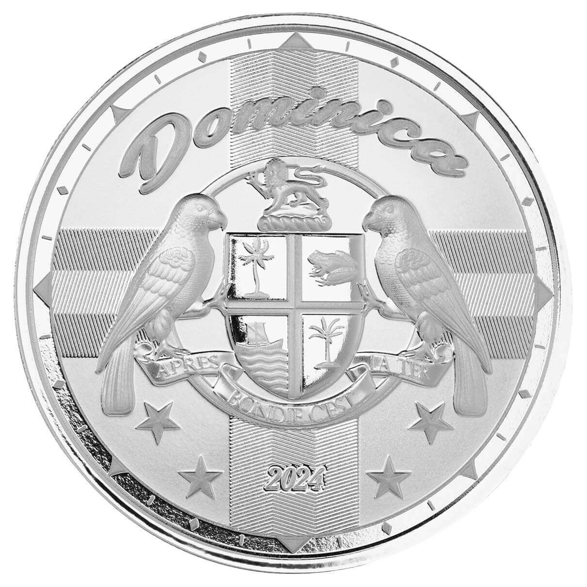 2024 EC8 Dominica | Coat of Arms 1 oz 999 Fine Silver Coin Capsule
