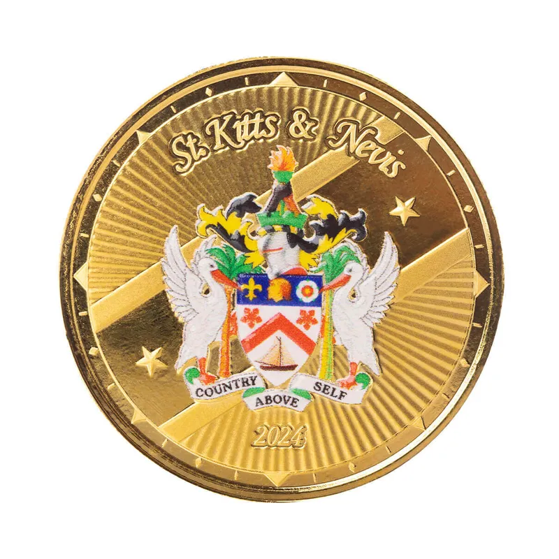 2024 Ec8 Scottsdale Mint St Kitts And Nevis 1 Troy Ounce 999 Fine Gold Proof Color Coin 03