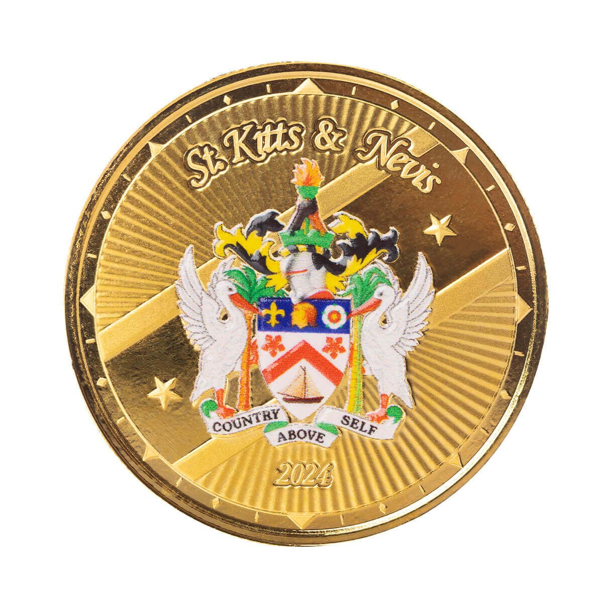 2024 EC8 St. Kitts &amp;amp; Nevis | Coat of Arms 1 oz 9999 Fine Gold Color Coin