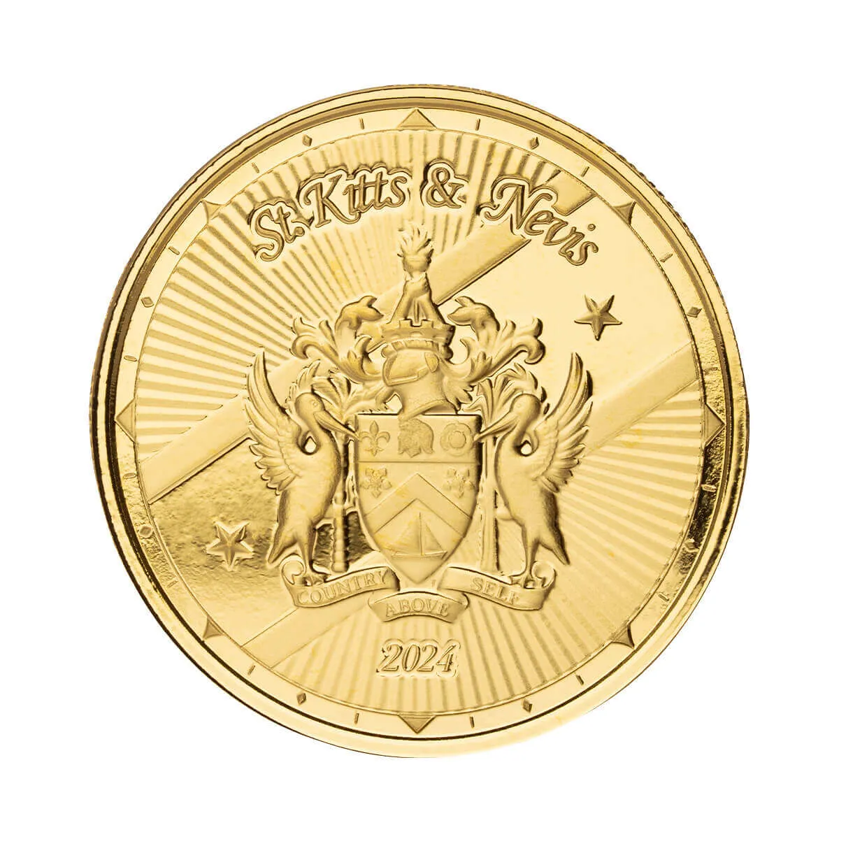 2024 EC8 St. Kitts &amp;amp; Nevis | Coat of Arms 1 oz 9999 Fine Gold Coin