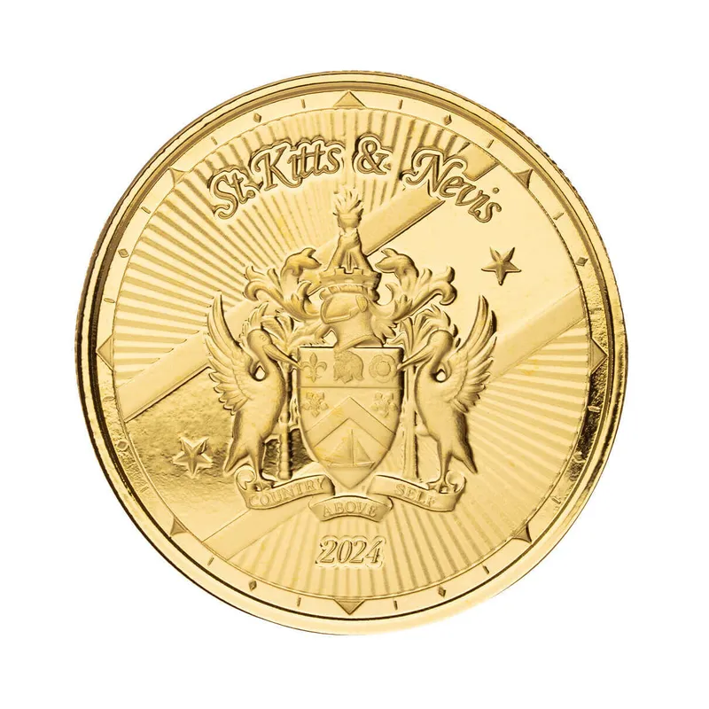 2024 Ec8 Scottsdale Mint St Kitts And Nevis 1 Troy Ounce 999 Fine Gold Proof Color Coin 05