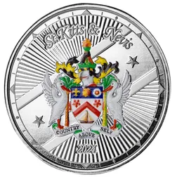 2024 Ec8 Scottsdale Mint St Kitts And Nevis 1 Troy Ounce 999 Fine Gold Proof Color Coin 08