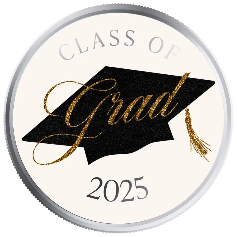 2025 Graduation Scottsdale Mint Cap Off The Journey 1 Troy Ounce 999 Fine Silver Color 03