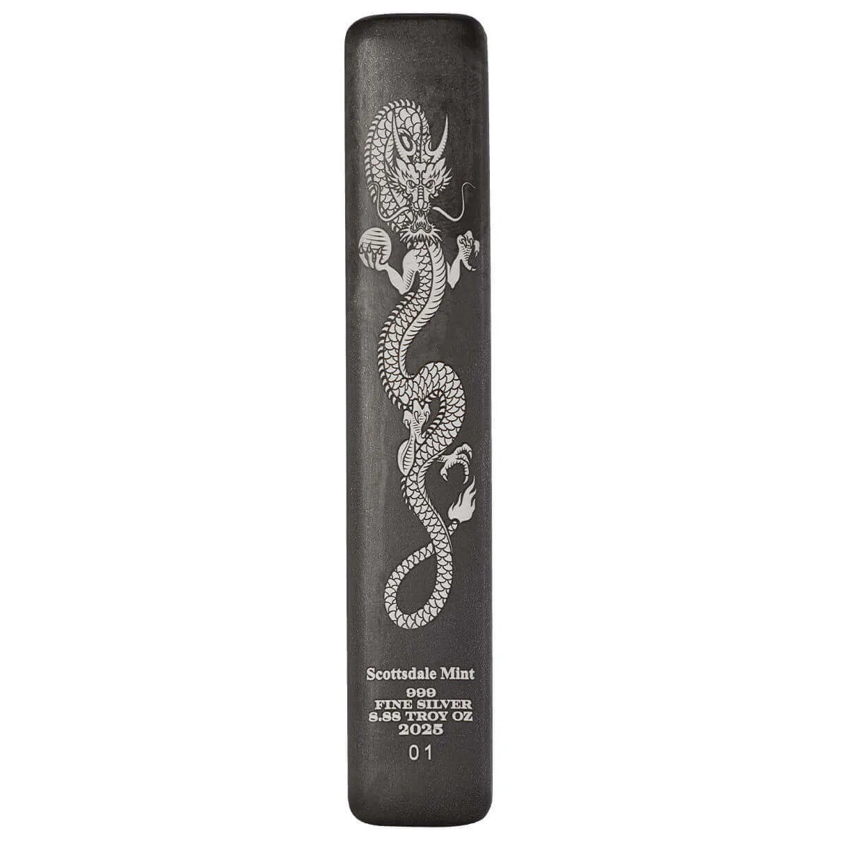 2025 Scottsdale Mint 8.88 oz 999 Fine Silver Antique Lucky Dragon Bar