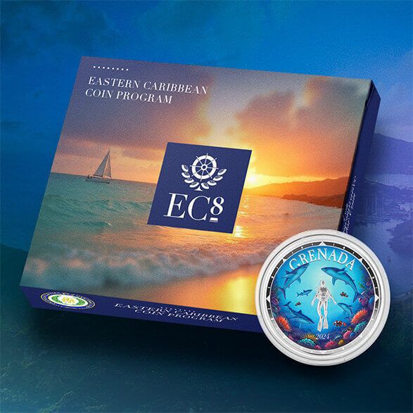 2024 EC8 Grenada | Shark Diver 1 oz 999 Fine Silver Color Coin