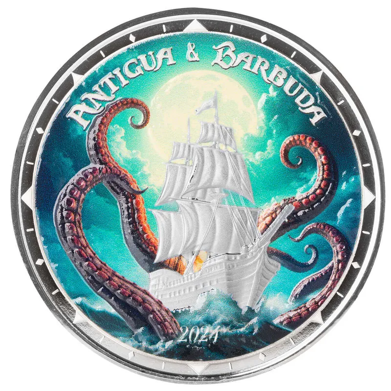 2024 Ec8 Scottsdale Mint Antigua And Barbuda 1 Troy Ounce 999 Fine Silver Proof Color Coin 02