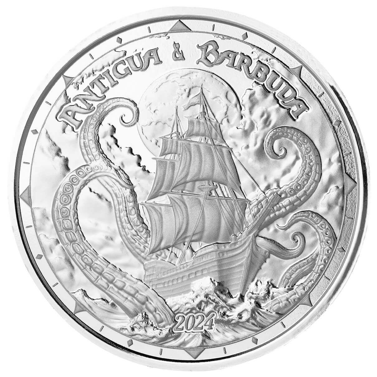 2024 EC8 Antigua & Barbuda | Rum Runner and Kraken 1 oz 999 Fine Silver  Coin Capsule | Scottsdale Mint