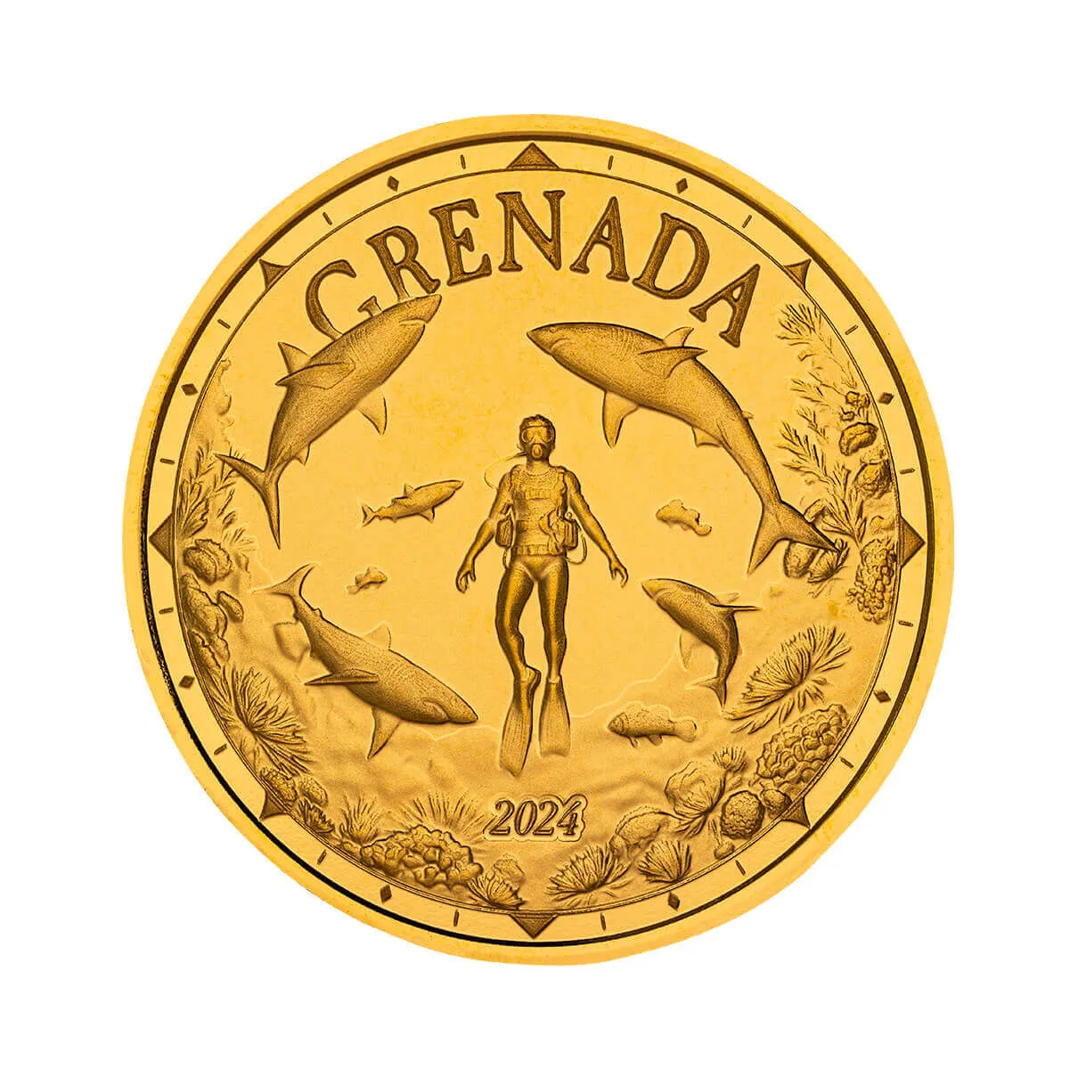 2024 EC8 Grenada | Shark Diver 1 oz 9999 Fine Gold Coin