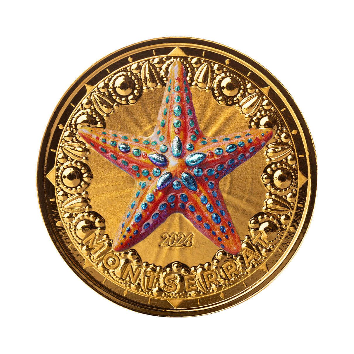 九七艦攻 Kate　おまけ　ロゴストロン 金霊神財布「益益（ますます）」 2024 EC8 Montserrat | Starfish 1 oz 9999 Fine Gold Color Coin